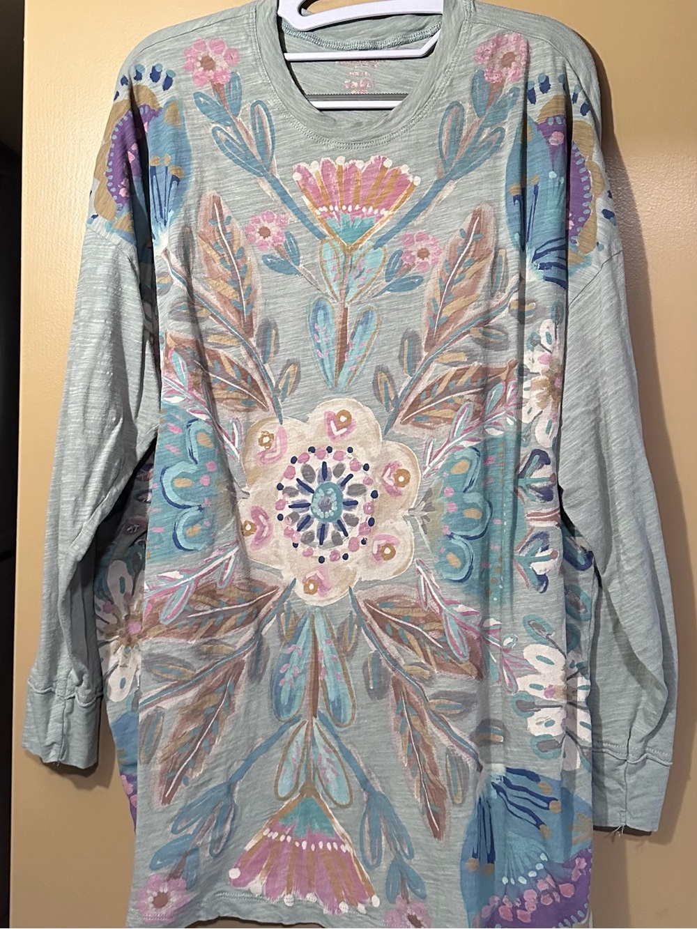 NATURAL LIFE Pastel Floral Long Sleeve Tunic Top